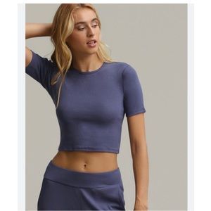 Commando Luxury Rib Cropped Tee in Nightshadow Size XL